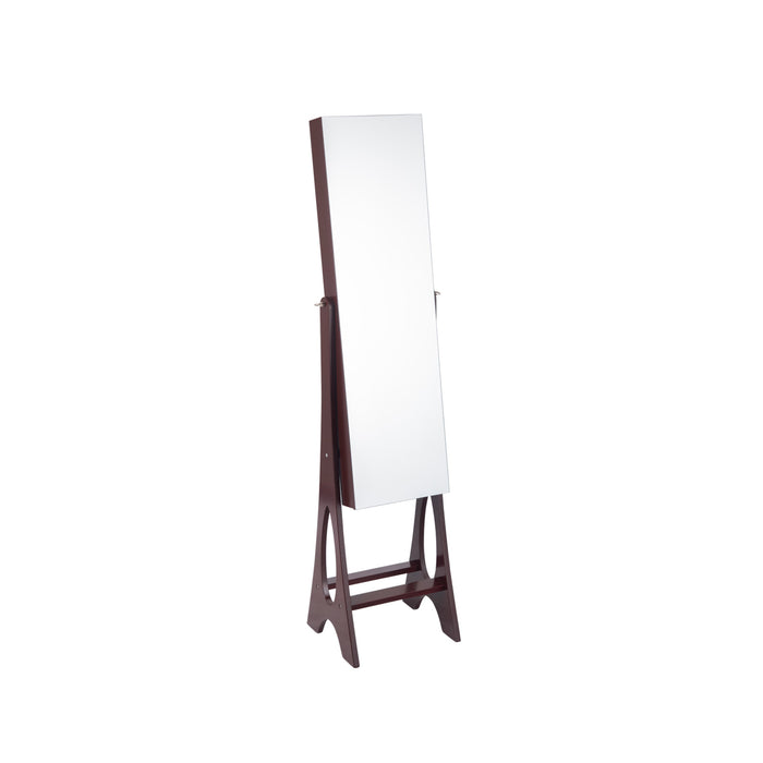 LED Jewelry Cabinet Armoire Organizer with Bevel Edge Mirror-Brown