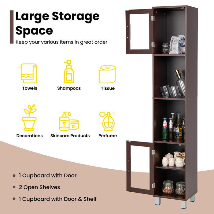 71 Inch Tall Tower Bathroom Storage Cabinet and Organizer Display Shelves for Bedroom-Gray