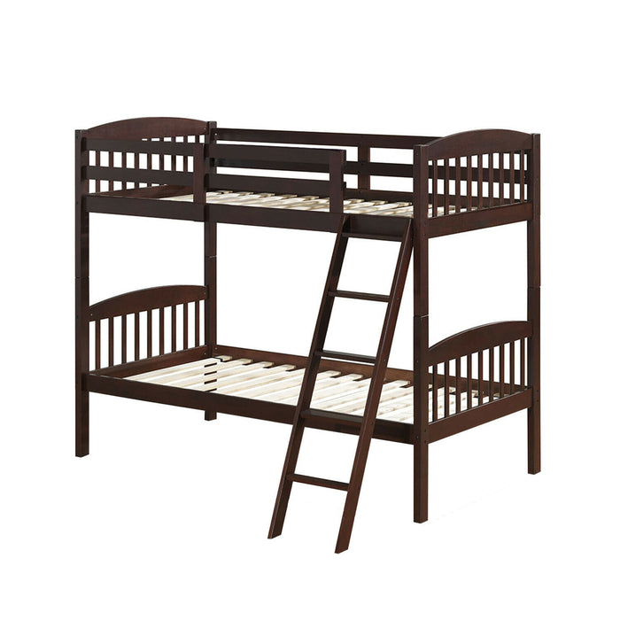 Solid Wood Twin Bunk Beds with Detachable Kids Ladder