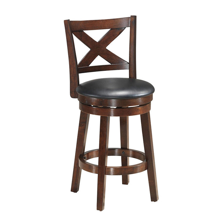 Swivel X-back Upholstered Counter Height Bar Stool with PVC Cushioned Seat-24 Inch