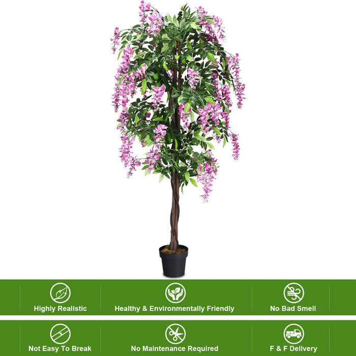 6-Feet Artificial Wisteria Silk Indoor-Outdoor Tree