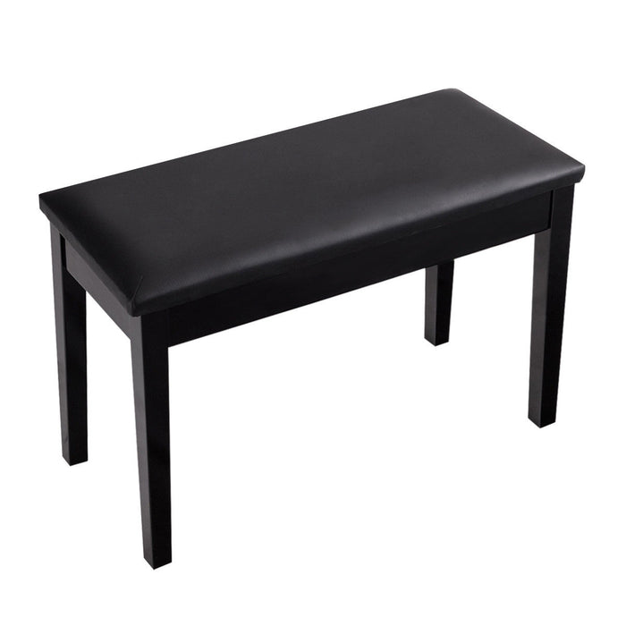 Solid Wood PU Leather Padded Piano Bench Keyboard Seat-Black