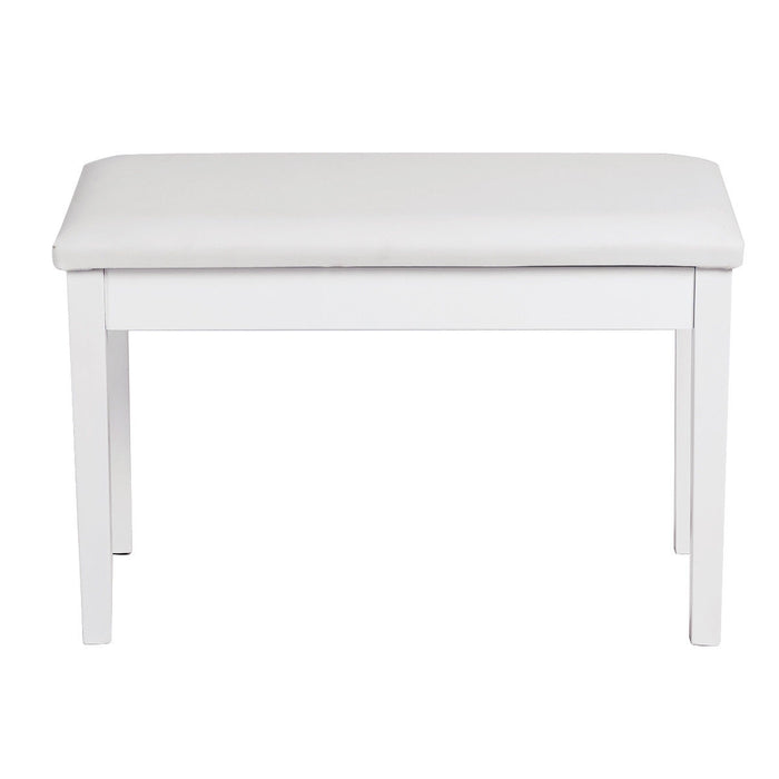 Solid Wood PU Leather Padded Piano Bench Keyboard Seat-White