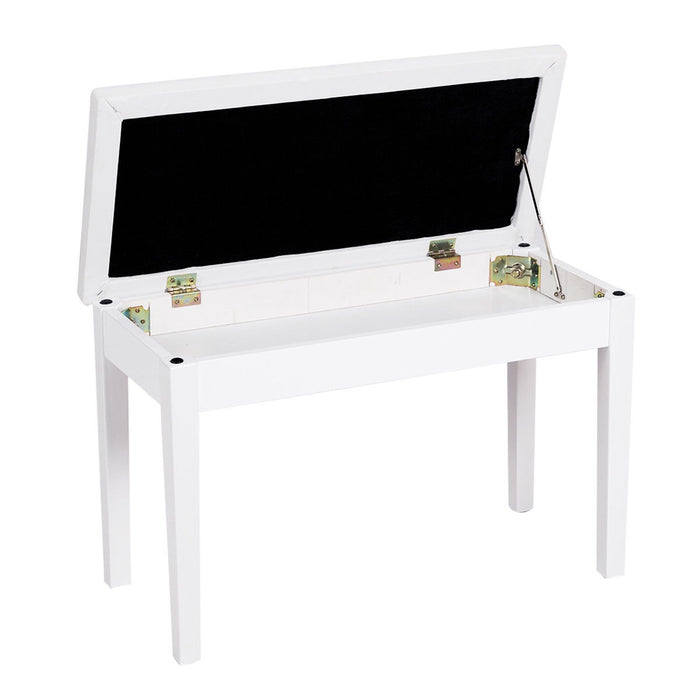 Solid Wood PU Leather Padded Piano Bench Keyboard Seat-White