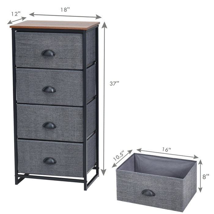 Chest Storage Tower Side Table Display Storage with 4 Drawers-Black