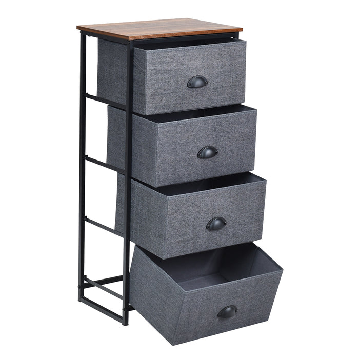 Chest Storage Tower Side Table Display Storage with 4 Drawers-Black