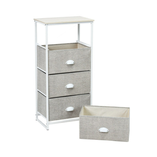 Chest Storage Tower Side Table Display Storage with 4 Drawers-Gray