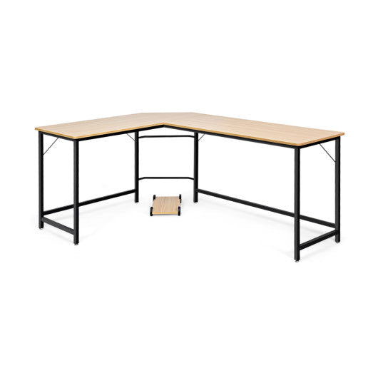 L Shaped Desk Corner Computer Desk PC Laptop Gaming Table Workstation-Natural