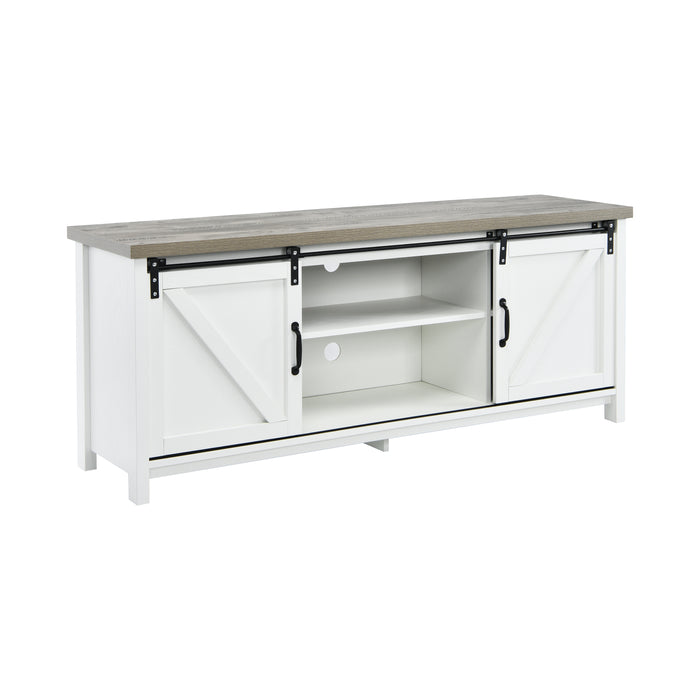 TV Stand Media Center Console Cabinet with Sliding Barn Door - White