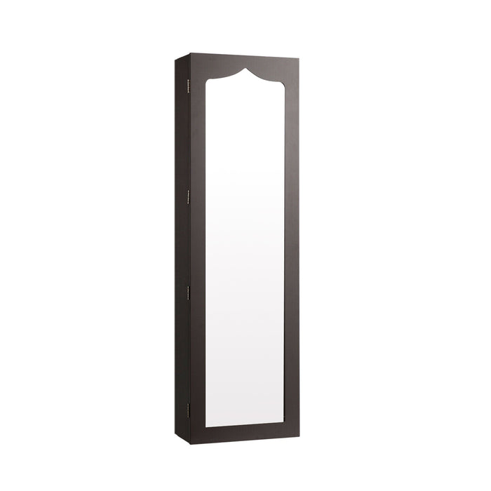 5 LEDs Jewelry Armoire Wall Mounted / Door Hanging Mirror-Brown