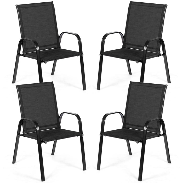 2 Pcs Patio Outdoor Dining Chair with Armrest-Black