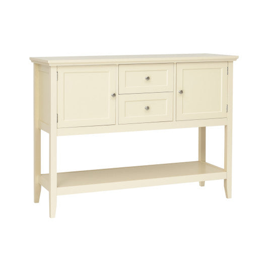 Wooden Sideboard Buffet Console Table  with Drawers and Storage-Beige