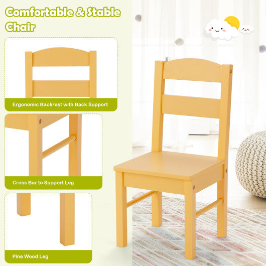 5 pcs Kids Pine Wood Table Chair Set-Clear