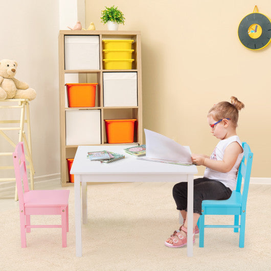 5 pcs Kids Pine Wood Table Chair Set-Clear