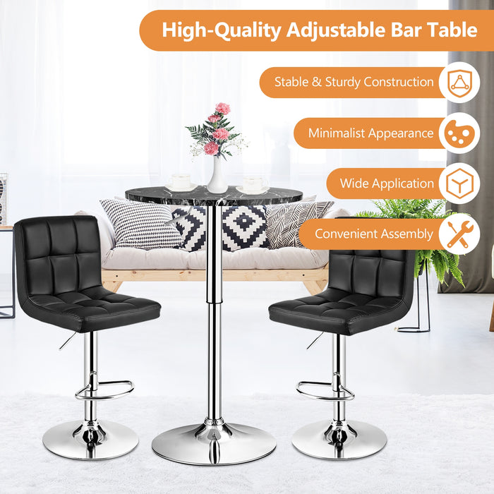 360Â° Swivel Cocktail Pub Table with Sliver Leg and Base-Black