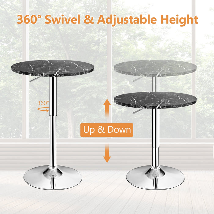 360Â° Swivel Cocktail Pub Table with Sliver Leg and Base-Black