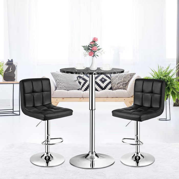 360Â° Swivel Cocktail Pub Table with Sliver Leg and Base-Black