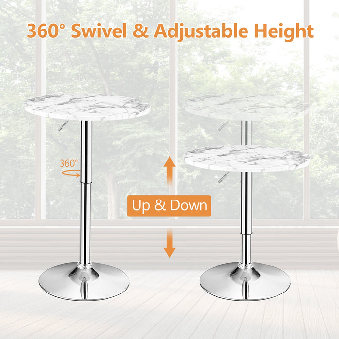 360Â° Swivel Cocktail Pub Table with Sliver Leg and Base-White