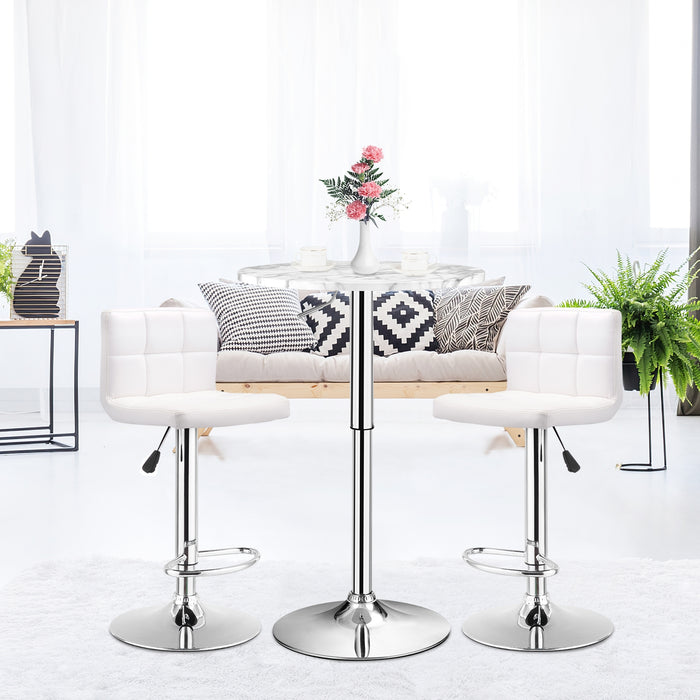 360Â° Swivel Cocktail Pub Table with Sliver Leg and Base-White