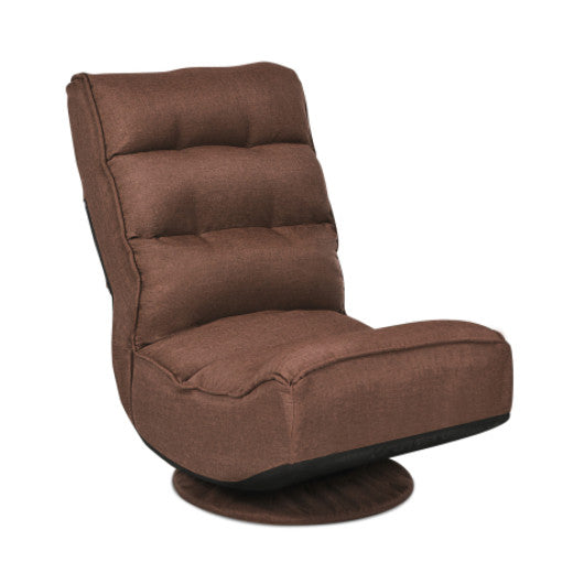 5-Position Folding Floor Gaming Chair-Rustic Brown