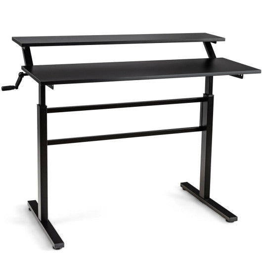 Standing Desk Crank Adjustable Sit to Stand Workstation -Black