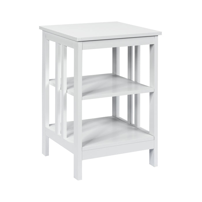 2 Pieces 3-Tier Nightstand with Reinforced Bars and Stable Structure-White