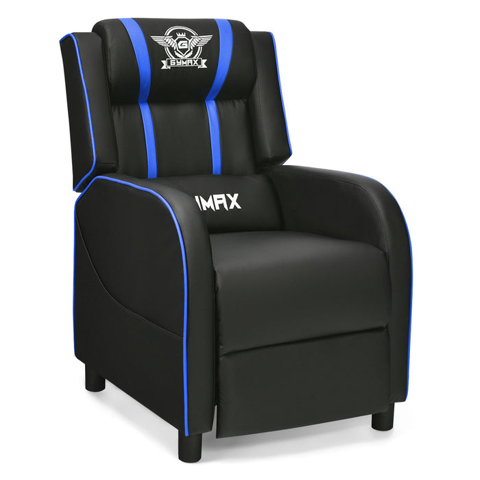 Massage Racing Gaming Single Recliner Chair-Blue