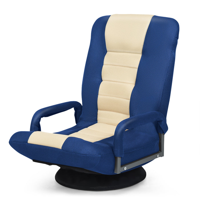 360-Degree Swivel Gaming Floor Chair with Foldable Adjustable Backrest-Blue