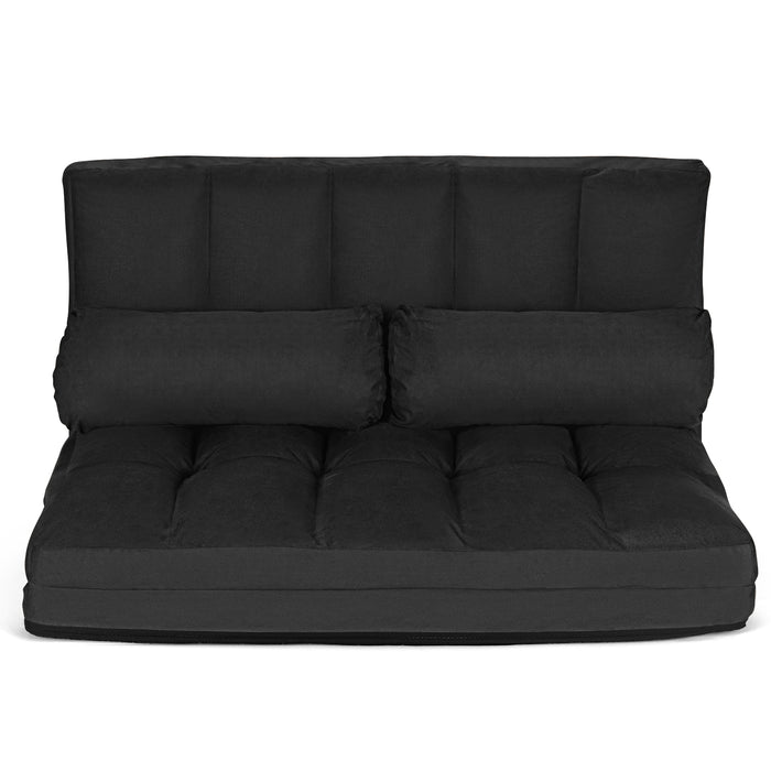 6-Position Foldable Floor Sofa Bed with Detachable Cloth Cover-Black