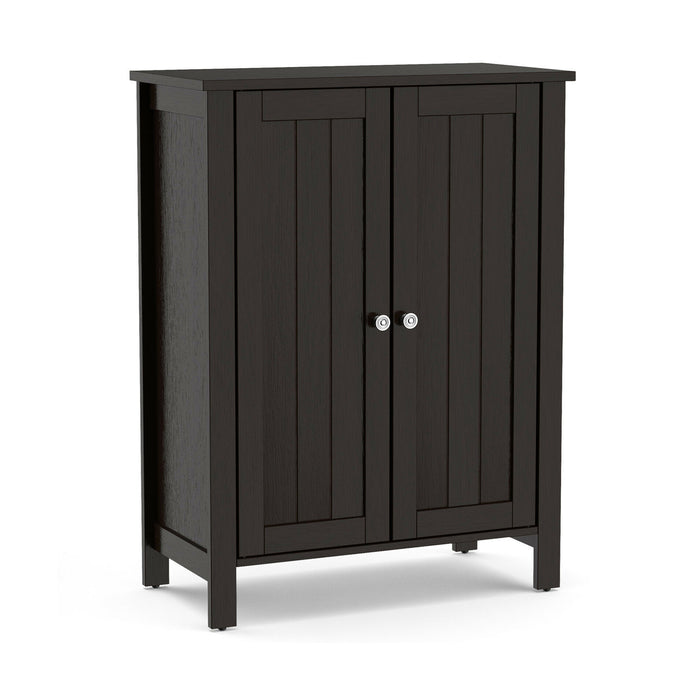 2-Door Bathroom Floor Storage Cabinet Space Saver Organizer-Brown