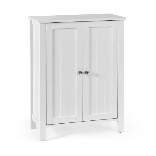 2-Door Bathroom Floor Storage Cabinet with Adjustable Shelf