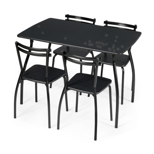 5 Pieces Dining Table Set with 4 Chairs and Backrests