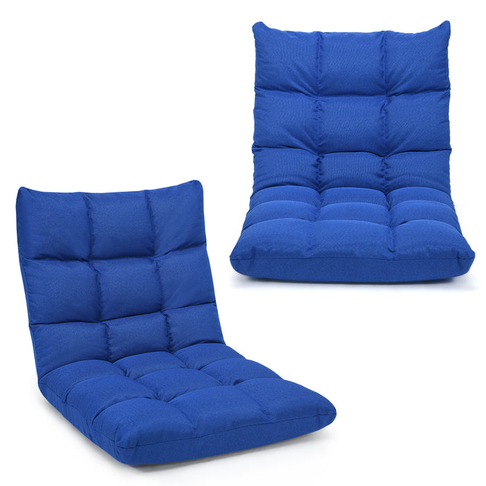 14-Position Adjustable Folding Lazy Gaming Sofa-Blue