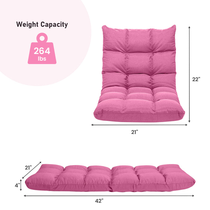 14-Position Adjustable Folding Lazy Gaming Sofa-Pink