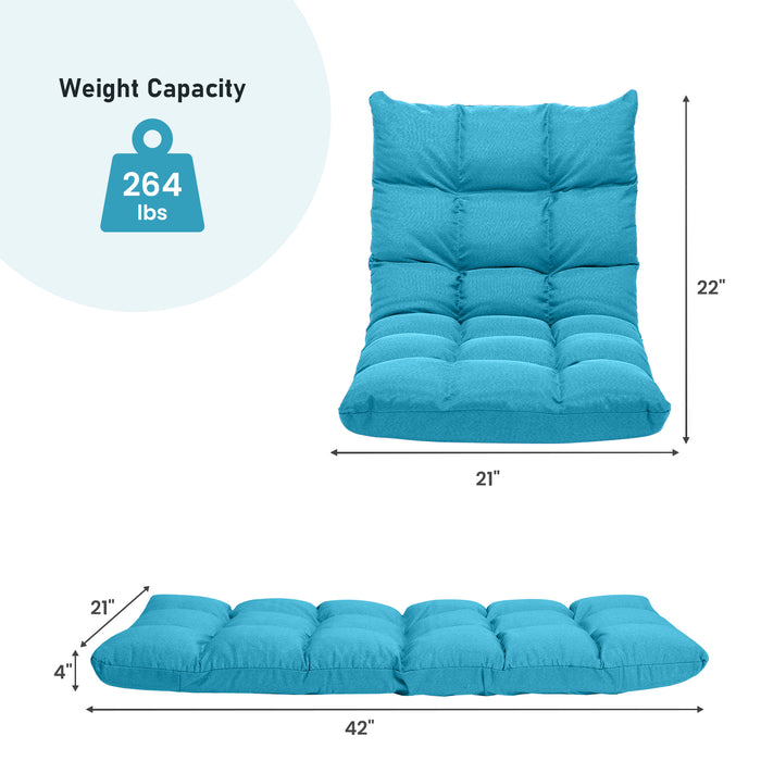 14-Position Adjustable Folding Lazy Gaming Sofa-Light Blue