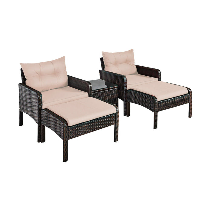 5 Pcs Patio Rattan Wicker Sofa Furniture Set