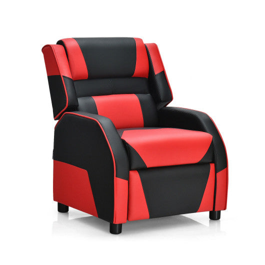 Kids Youth PU Leather Gaming Sofa Recliner with Headrest and Footrest-Red