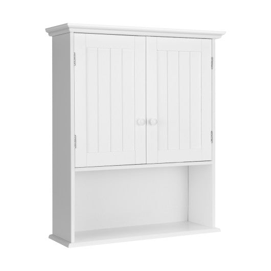 2-Door Wall Mount Bathroom Storage Cabinet with Open Shelf-White