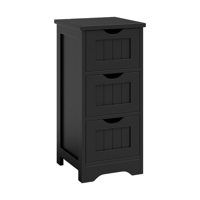 Bathroom Floor Freestanding Storage Organizer with 3 Drawers-Black