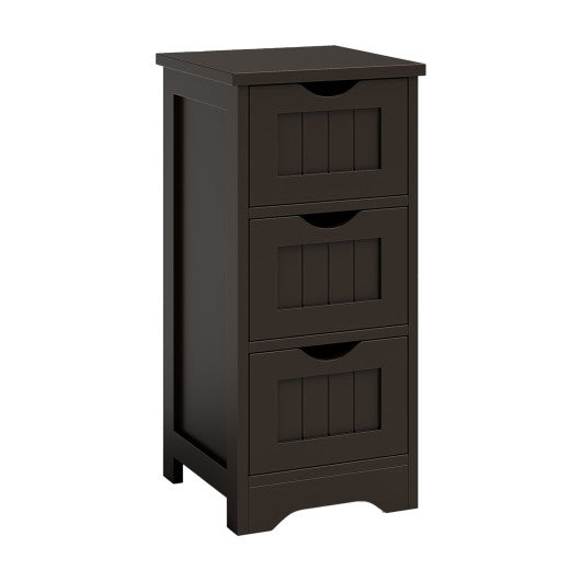 Bathroom Floor Freestanding Storage Organizer with 3 Drawers-Brown