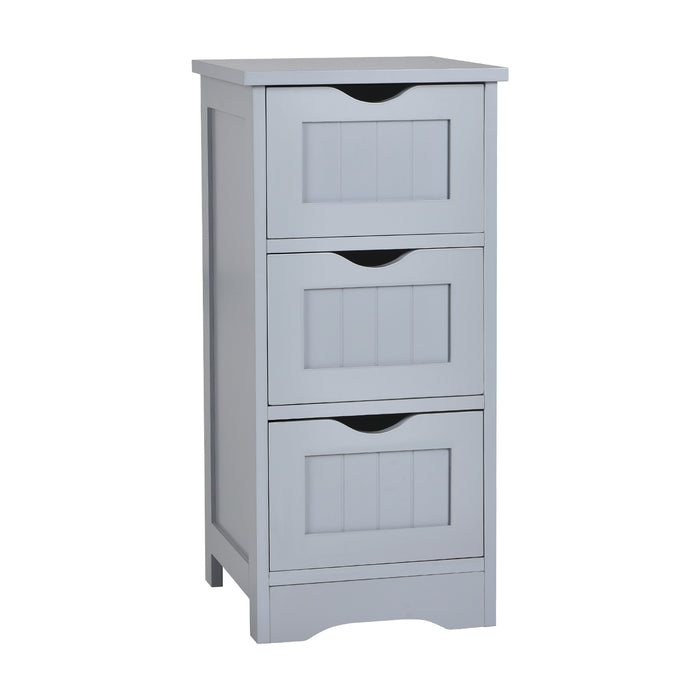 Bathroom Floor Freestanding Storage Organizer with 3 Drawers-Gray