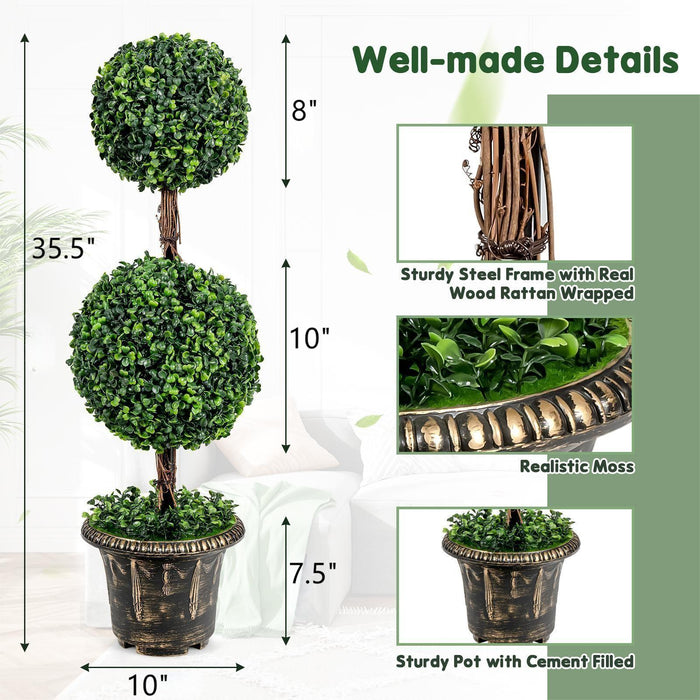 36 Inch Artificial Double Ball Tree Indoor and Outdoor UV Protection