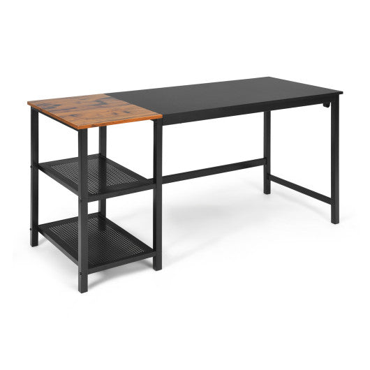 59 Inch Home Office Computer Desk with Removable Storage Shelves-Black