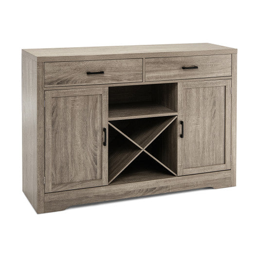 Wooden Buffet Cabinet with 2 Large Storage Drawers and Detachable Wine Rack