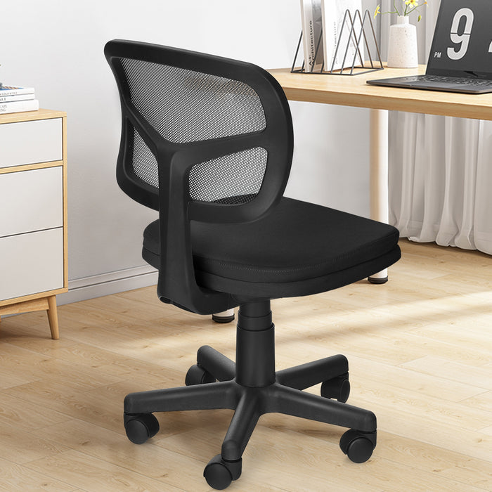 Armless Computer Chair Height-Adjustable with Breathable Mesh for Home Office-Black