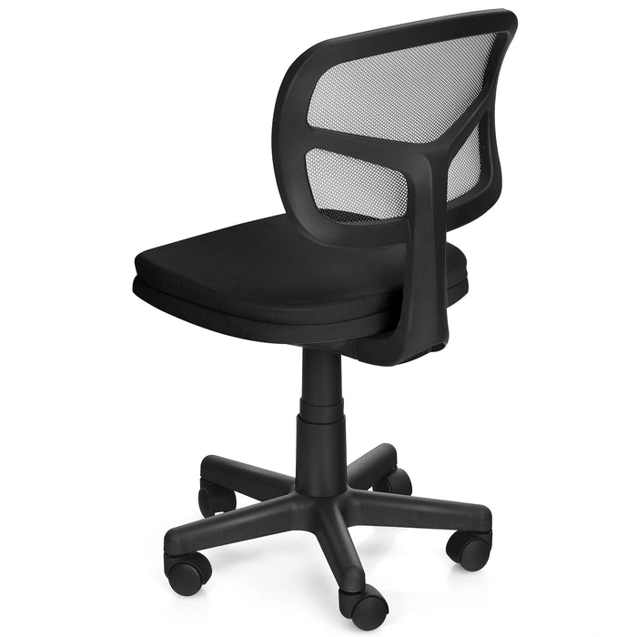 Armless Computer Chair Height-Adjustable with Breathable Mesh for Home Office-Black