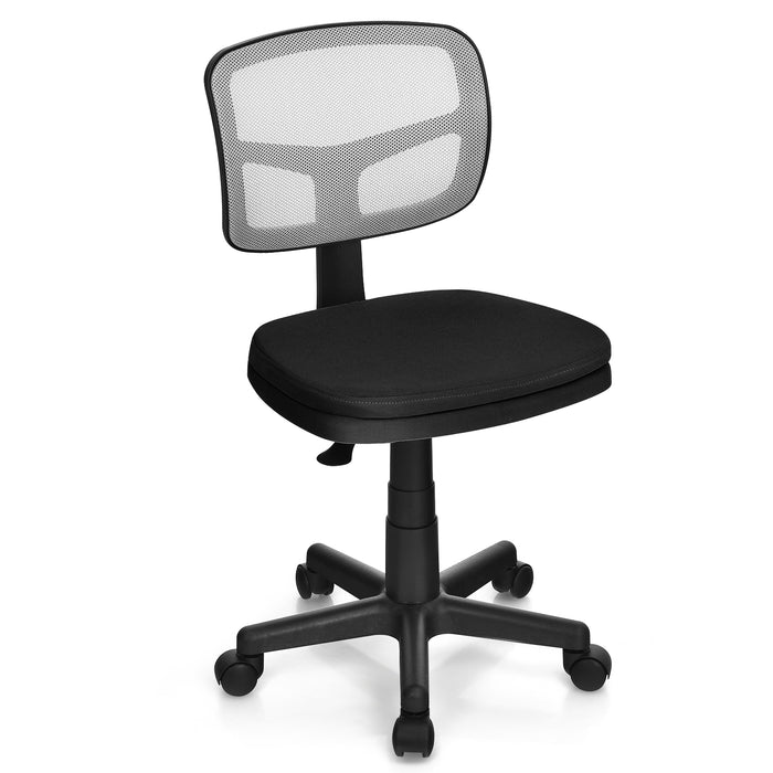 Armless Computer Chair Height-Adjustable with Breathable Mesh for Home Office-Black