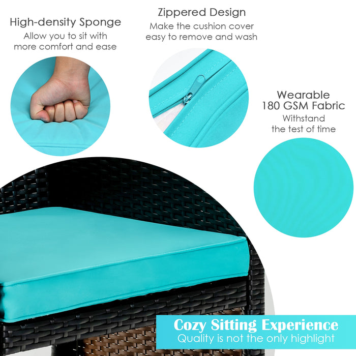 4 Pieces Patio Rattan Cushioned Furniture Set-Turquoise