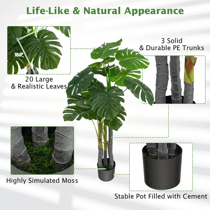 4 Feet Artificial Tree Artificial Monstera Palm Tree Fake Plant