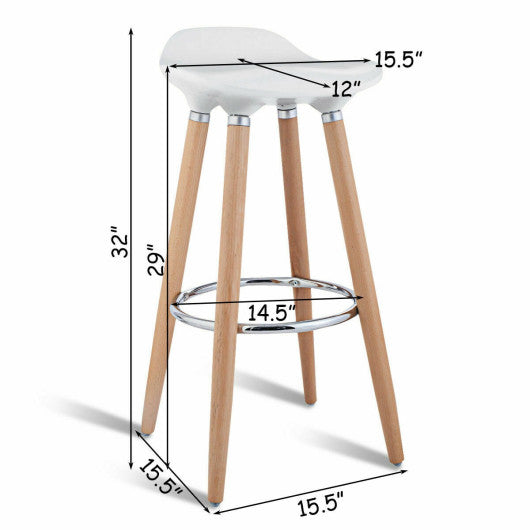 Set of 2 ABS Bar Stools with Wooden Legs